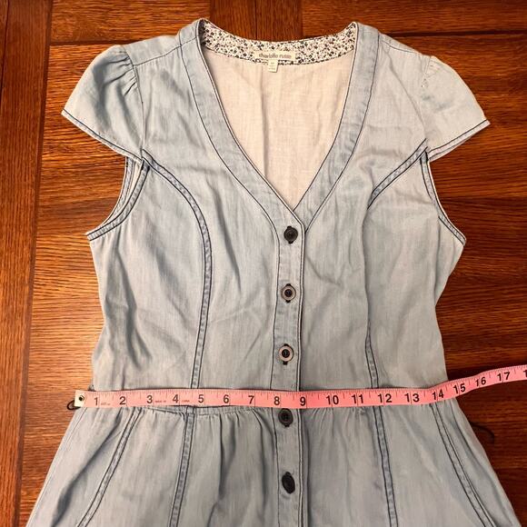 Vintage Y2k 1995 Charlotte Russe Button Down Blue Denim Style Dress Medium - Picture 7 of 11